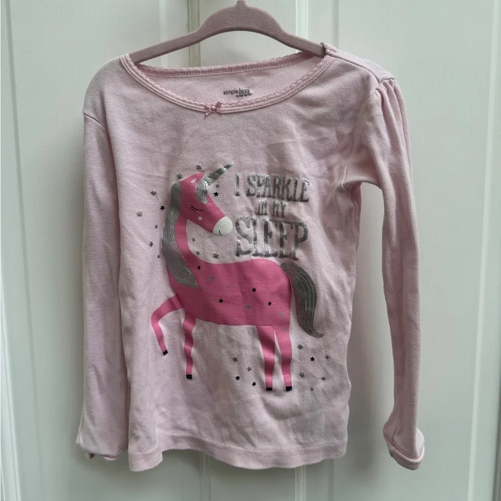 Simple Joys Carters 4T Girls Sparkle While Sleep Long Sleeve Unicorn Pajama Top